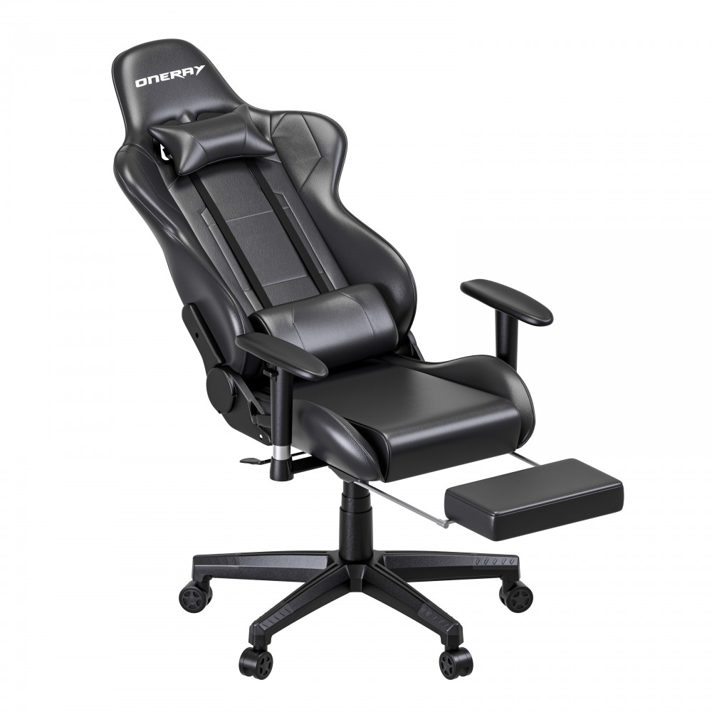 Oneray Black Chair Gaming με υποπόδιο (D0921-F)	