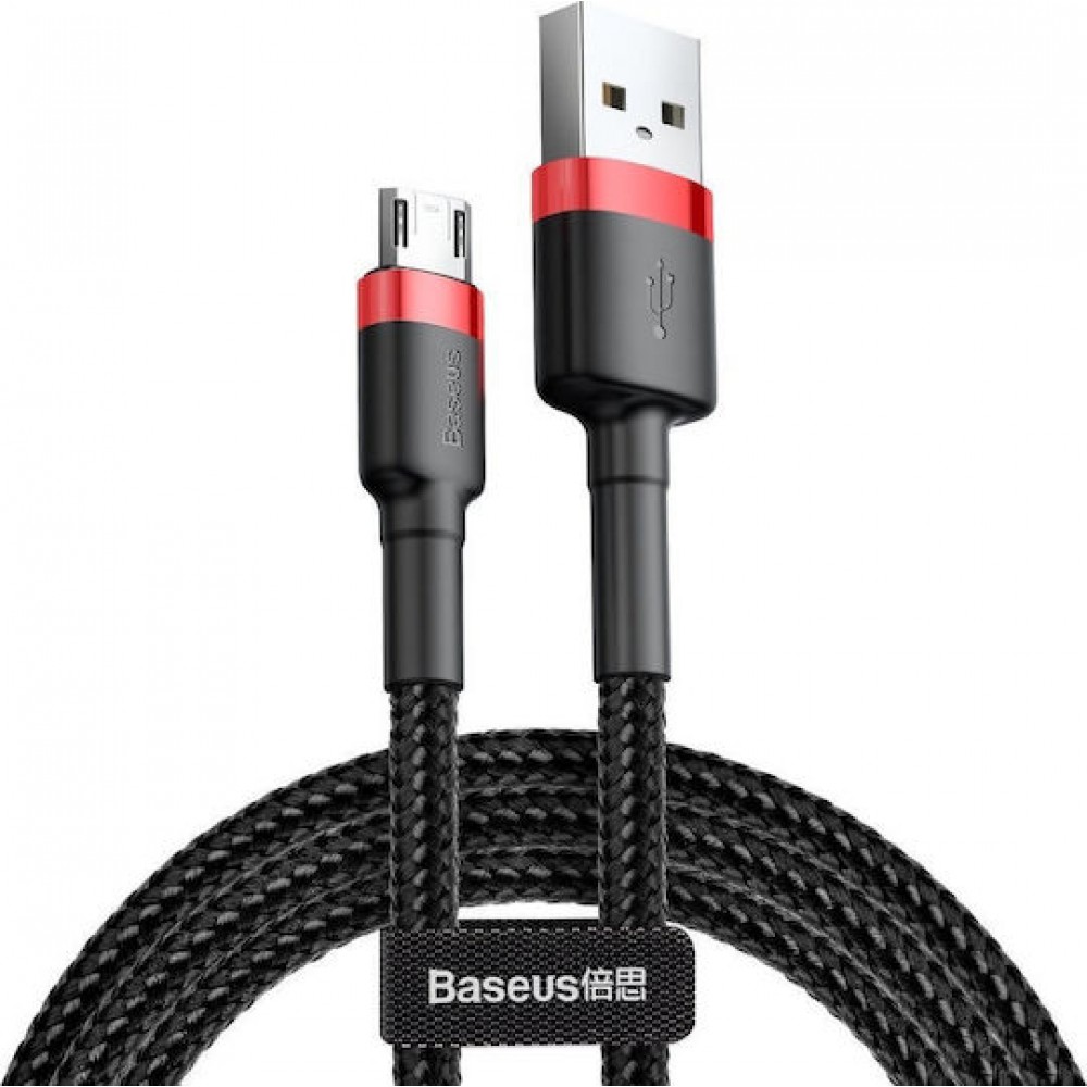 Baseus Cafule Braided USB 2.0 to micro USB Cable Μαύρο/Κόκκινο 2m (CAMKLF-C91)