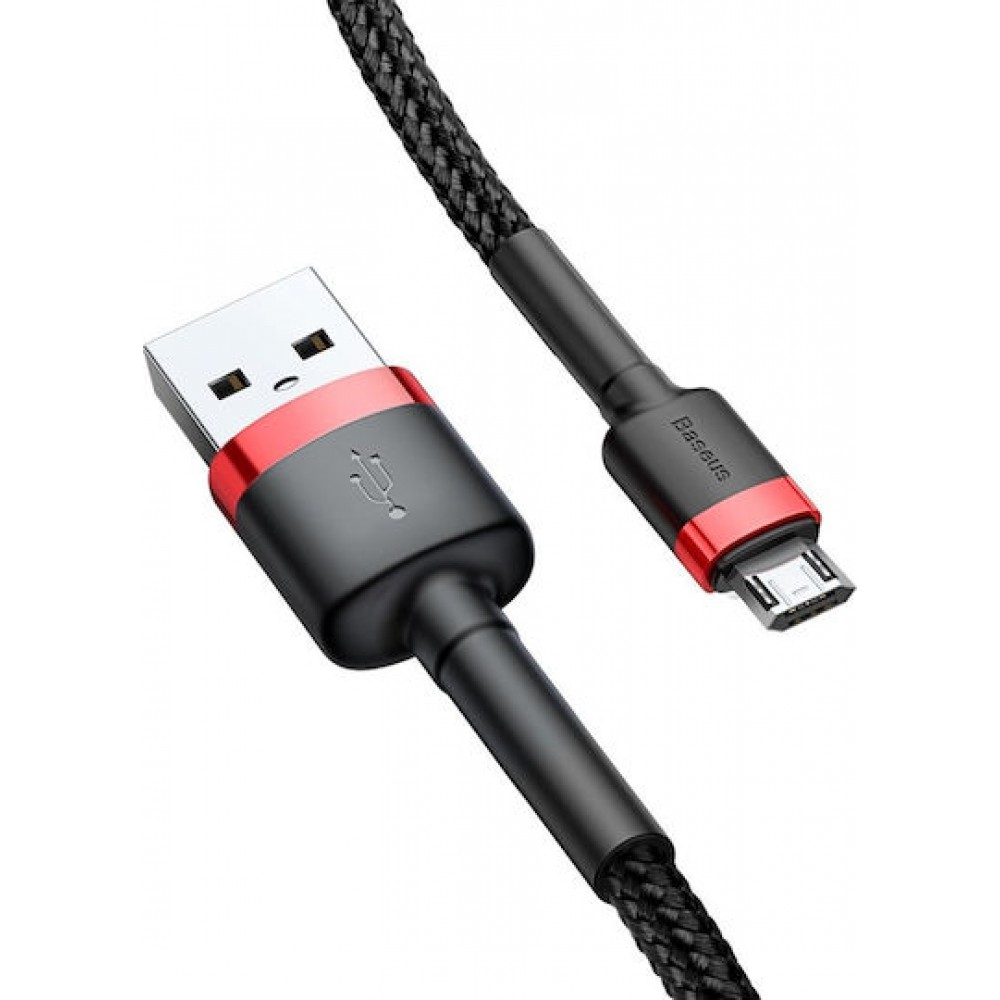Baseus Cafule Braided USB 2.0 to micro USB Cable Μαύρο/Κόκκινο 2m (CAMKLF-C91)