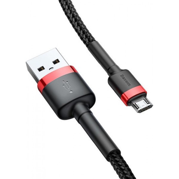 Baseus Cafule Braided USB 2.0 to micro USB Cable Μαύρο/Κόκκινο 2m (CAMKLF-C91)