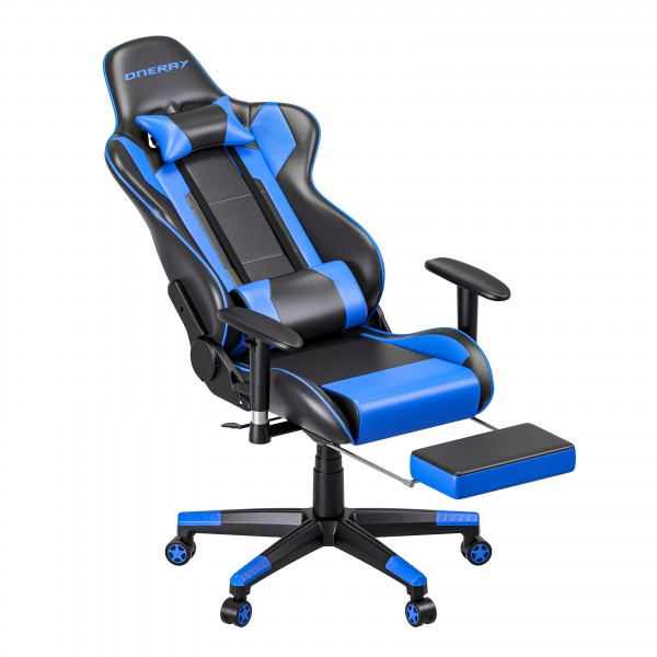 Oneray Black-Blue Chair Gaming με υποπόδιο (D0921-F)	