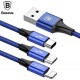 Baseus Braided USB to Lightning / Type-C / micro USB Cable Μπλε 1.2m (CAMLT-SU13)