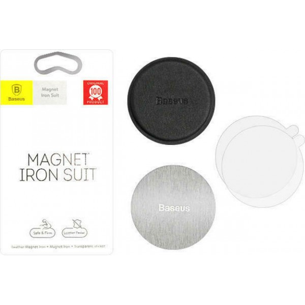 Baseus Σετ Αυτοκόλλητοι Ανταλλακτικοί Μαγνήτες από Δερματίνη & Μέταλλο για Μαγνητική Βάση Κινητού Αυτοκινήτου 2τμχ (ACDR-A0S)