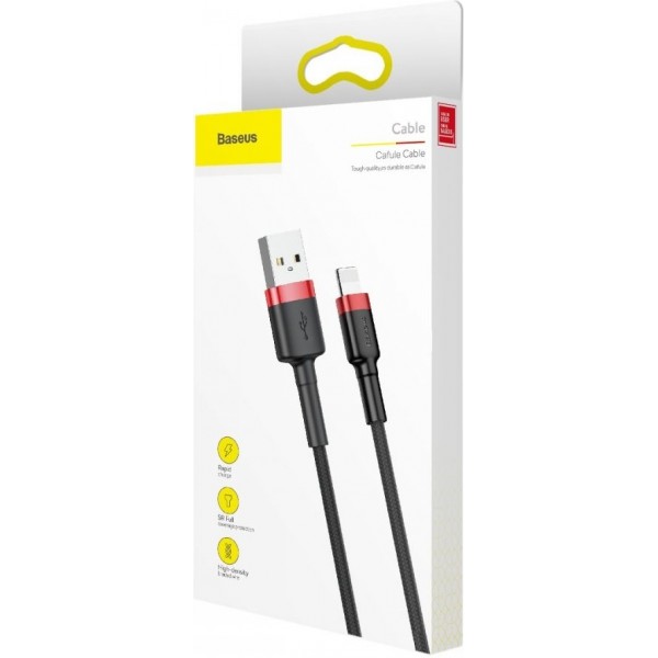 Baseus Cafule Braided USB to Lightning Cable Black/Red 1m (CALKLF-B19) Baseus Cafule Braided USB to Lightning Cable Black/Red 1m (CALKLF-B19)