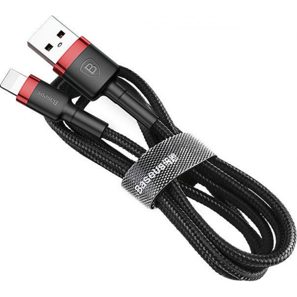 Baseus Cafule Braided USB to Lightning Cable Black/Red 1m (CALKLF-B19)