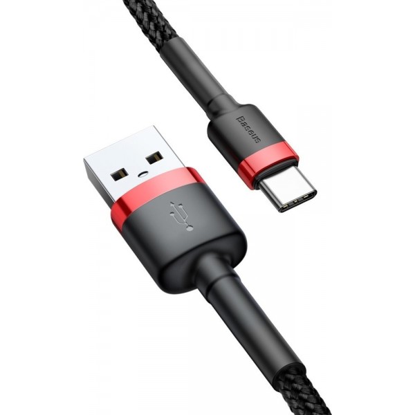 Baseus Cafule Braided USB 2.0 Cable USB-C male - USB-A male Black/Red 3m (CATKLF-U91)