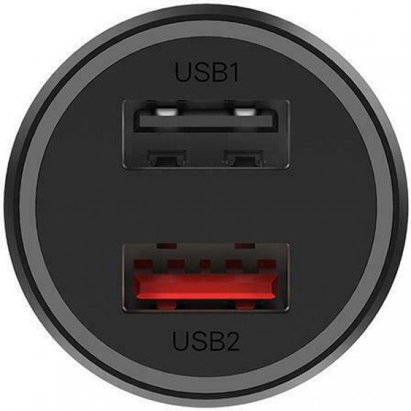 Xiaomi Φορτιστής Αυτοκινήτου Μαύρος Συνολικής Έντασης 2.25A Γρήγορης Φόρτισης με Θύρες: 2xUSB 37w