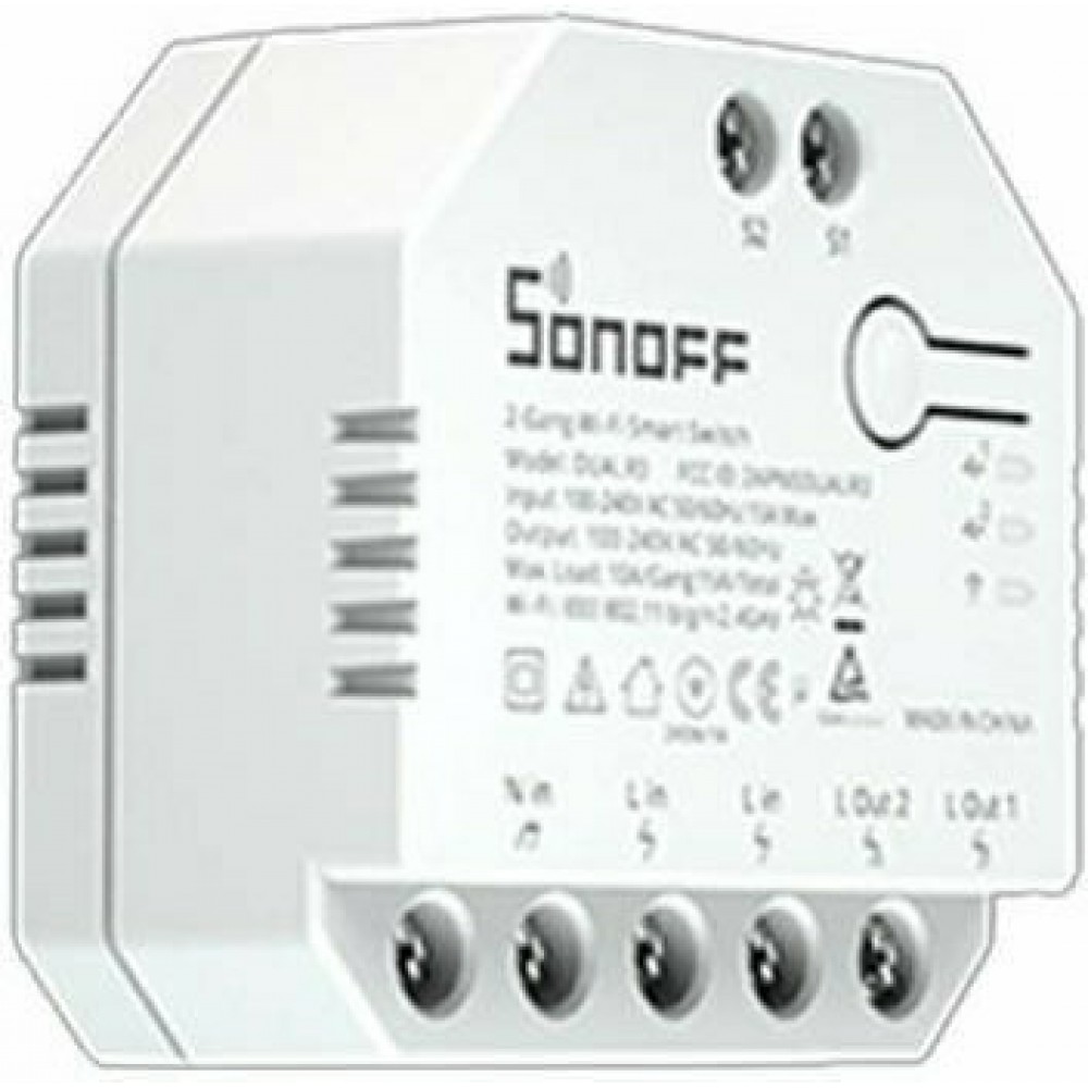 Sonoff Smart  Dual R3 Ενδιάμεσος Διακόπτης Wi-Fi σε Λευκό Χρώμα