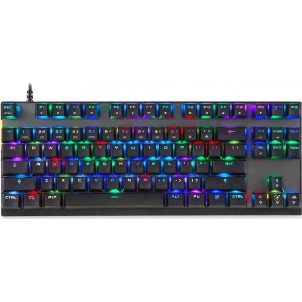 MOTOSPEED K82 RGB ΜΗΧΑΝΙΚΟ GAMING ΠΛΗΚΤΡΟΛΟΓΙΟ, 14 MOTIBA BACKLIGHT, ΜΑΥΡΟ (Outemu Blue Switches)-US MS-K82B