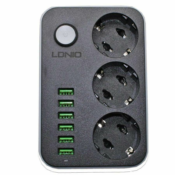 Ldnio Πολύπριζο 3 Θέσεων με Διακόπτη, 6 USB και Καλώδιο 1.6m Μαύρο SE3631 Ldnio Πολύπριζο 3 Θέσεων με Διακόπτη, 6 USB και Καλώδιο 1.6m Μαύρο SE3631