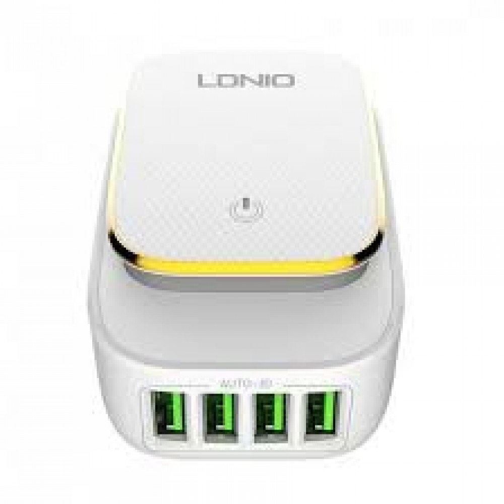 Ldnio Φορτιστής με 4 Θύρες USB-A και Καλώδιο Lightning Λευκός (A4405)