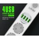 Ldnio Πολύπριζο Ασφαλείας 4 Θέσεων με Διακόπτη, 4 USB και Καλώδιο 2m Λευκό SE4432